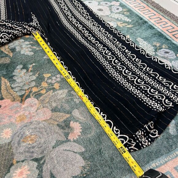 Zury Jumpsuit Womens Free Size Black White Beaded Wide Leg Metallic Boho Flowy - Picture 11 of 16